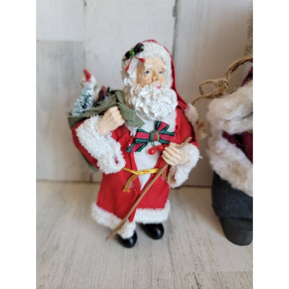 Vintage Santa Claus kid unique plaid doll figure set Xmas decor - Picture 3 of 8